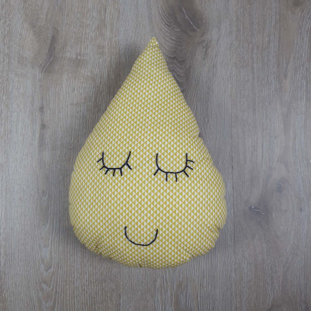 coussin goutte d'eau jaune